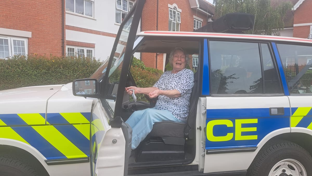 Care home resident's wish fulfilled with playful police 'arrest'