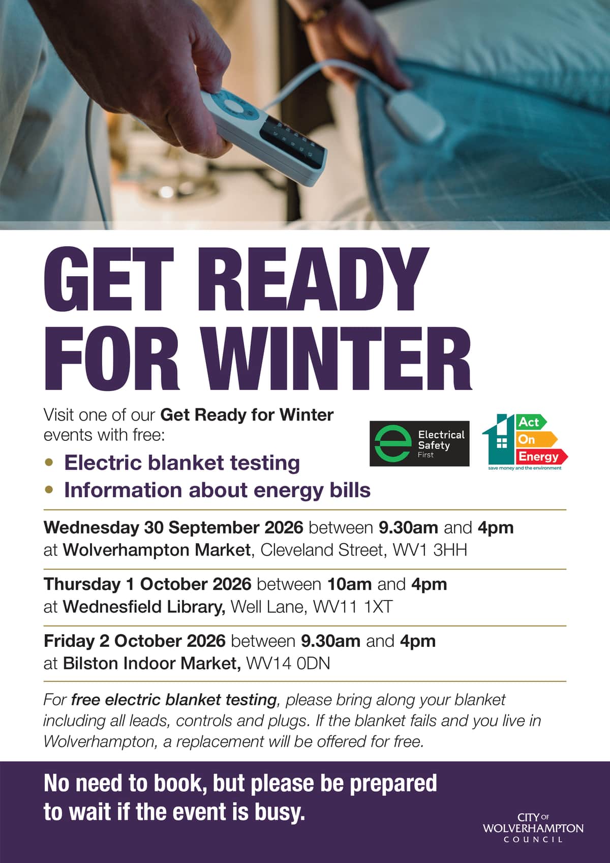 Free electric blanket testing and energy advice at city’s Get Ready for Winter events — Wolverhampton news photo